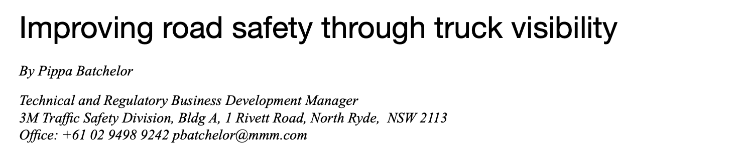 Improving road safety through truck visibility